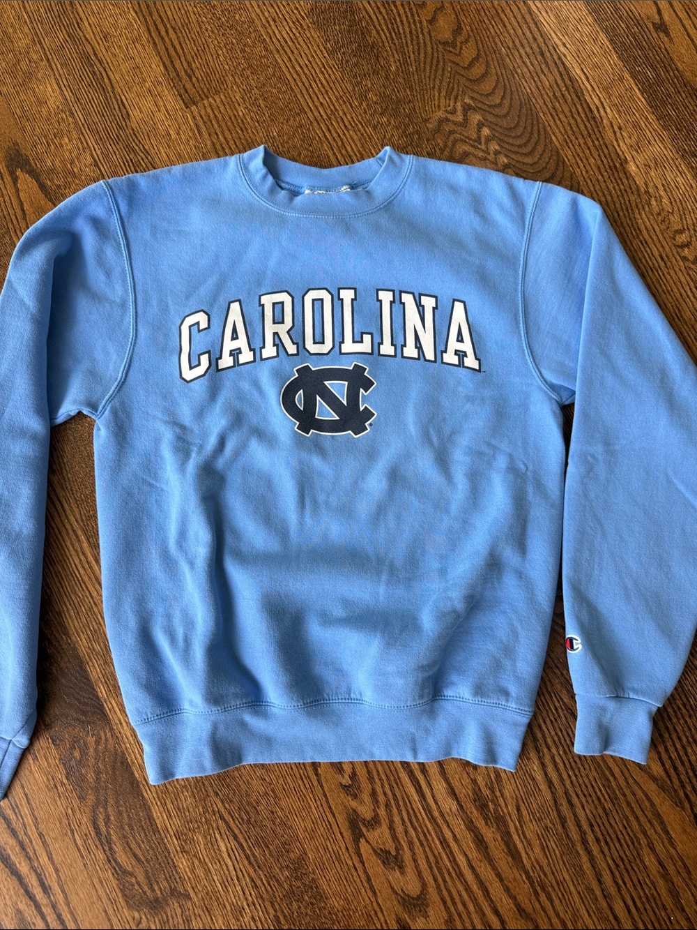 Champion Carolina Crewneck Sweatshirt - Powder Blue with Navy Logo